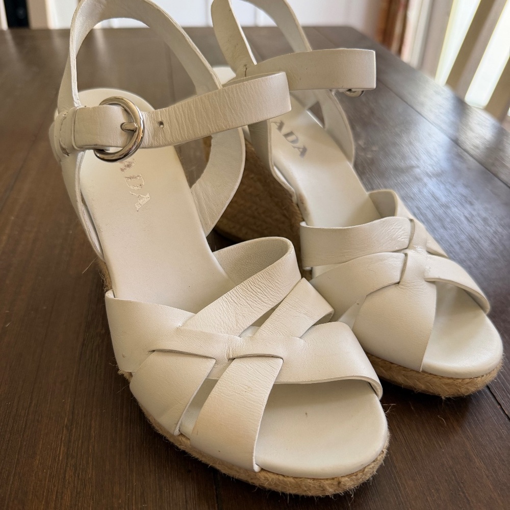 Prada White Woven Espadrilles